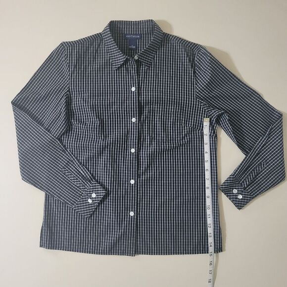 Ann Taylor Black Check Button-Down Shirt - Picture 5 of 14